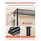 Black Carbon Steel 6-Tier Wardrobe Rack with Hanging Rods and Hooks